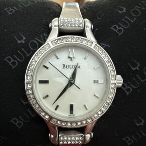 Bulova Quartz Watch 96L128 Women Silver Cryastal Dial Analog-New Battery
